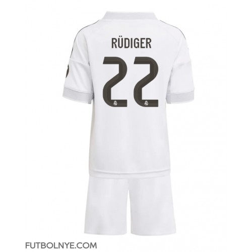 Camiseta Real Madrid Antonio Rudiger #22 Primera Equipación para niños 2025-26 manga corta (+ pantalones cortos)
